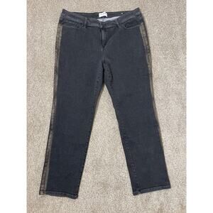 NWOT Lane Bryant Mid Raise Skinny Casual Denim Metallic Hem Jeans Black 20